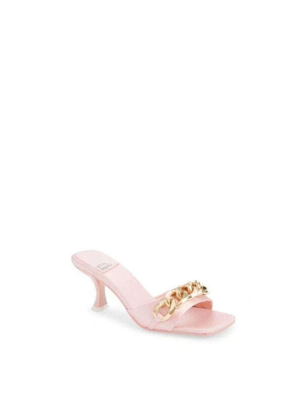 JEFFREY Campbell "Mr Big Chain" pink satin gold chain sandals sz 7 NEW